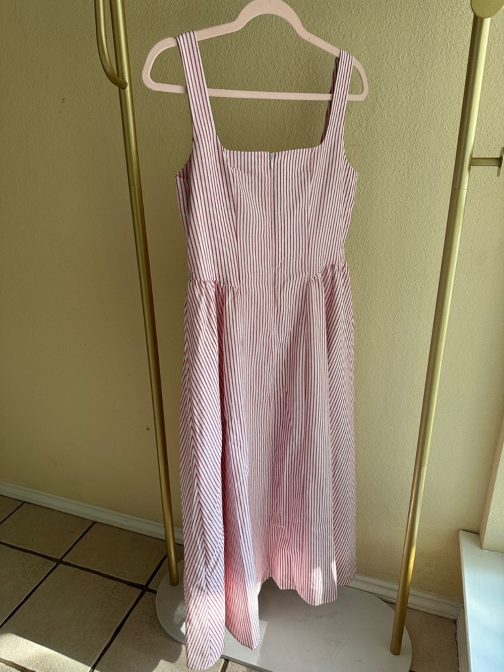 Wayf Red and White Striped Midi Dress - Picture 4 of 8